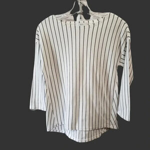 Nei women long sleeve blouse white with stripe size xs